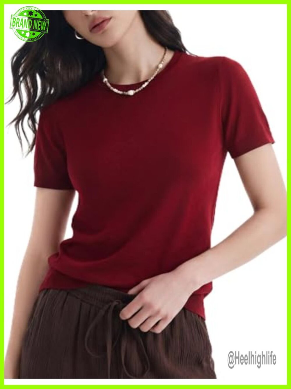 Wool Blend Short Sleeve Crew Neck Pullover Lightweight Business Summer Top